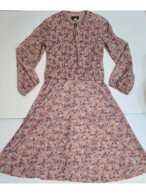 Vtg 1970s Sue Brett Maxi Floral Dress Womens Sz Medium Prairie Cottage Core EUC